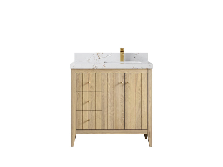 Atlanta White Oak 36 in. W x 22 in. D Right Offset Sink Bathroom Vanity - photo 39