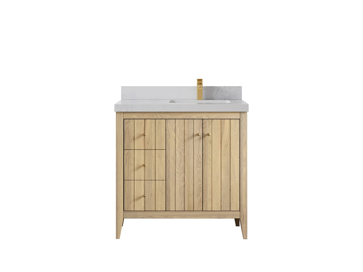 Atlanta White Oak 36 in. W x 22 in. D Right Offset Sink Bathroom Vanity - photo 1