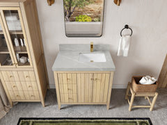 Atlanta White Oak 36 in. W x 22 in. D Right Offset Sink Bathroom Vanity - photo 31