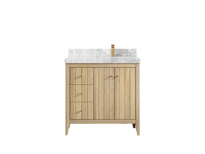 Atlanta White Oak 36 in. W x 22 in. D Right Offset Sink Bathroom Vanity - photo 11