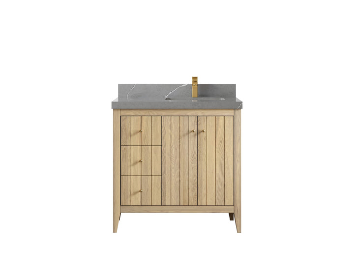 Atlanta White Oak 36 in. W x 22 in. D Right Offset Sink Bathroom Vanity - photo 35
