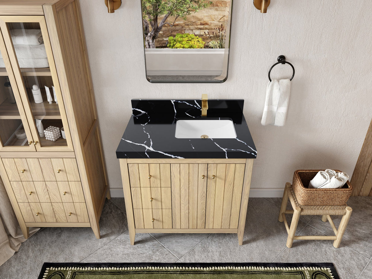 Atlanta White Oak 36 in. W x 22 in. D Right Offset Sink Bathroom Vanity