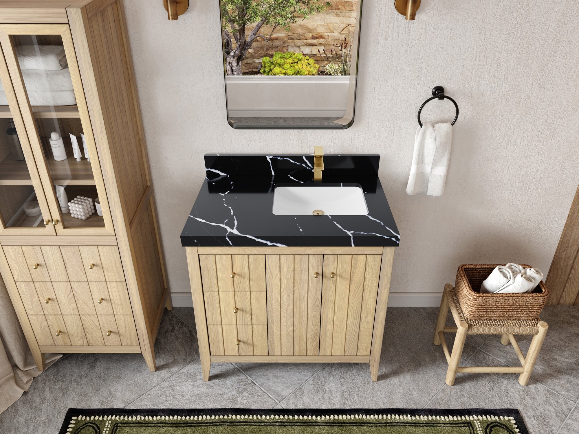 Atlanta White Oak 36 in. W x 22 in. D Right Offset Sink Bathroom Vanity - Willow Bath and Vanity