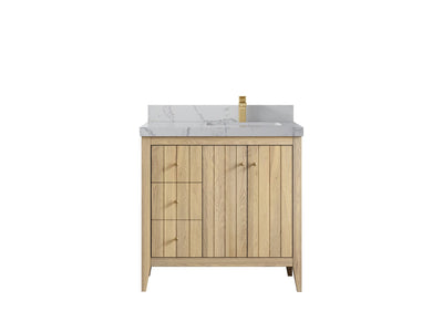 Atlanta White Oak 36 in. W x 22 in. D Right Offset Sink Bathroom Vanity - Willow Bath and Vanity
