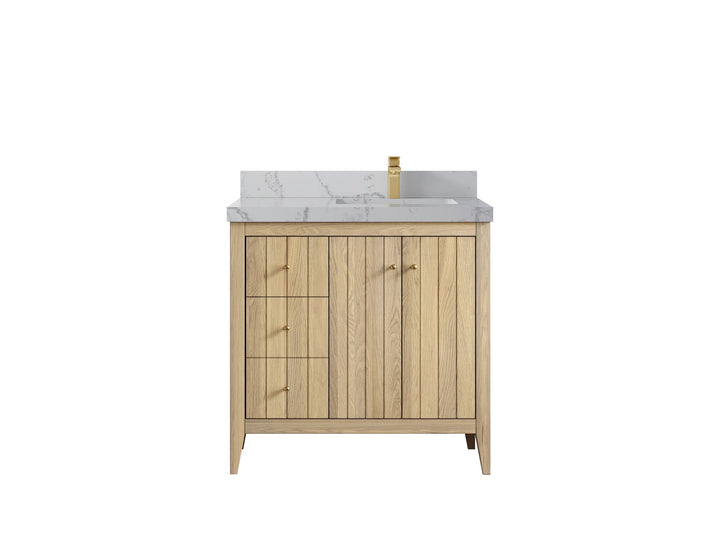 Atlanta White Oak 36 in. W x 22 in. D Right Offset Sink Bathroom Vanity - photo 43