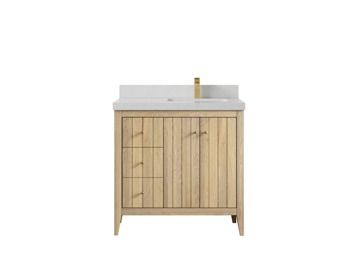 Atlanta White Oak 36 in. W x 22 in. D Right Offset Sink Bathroom Vanity - photo 13