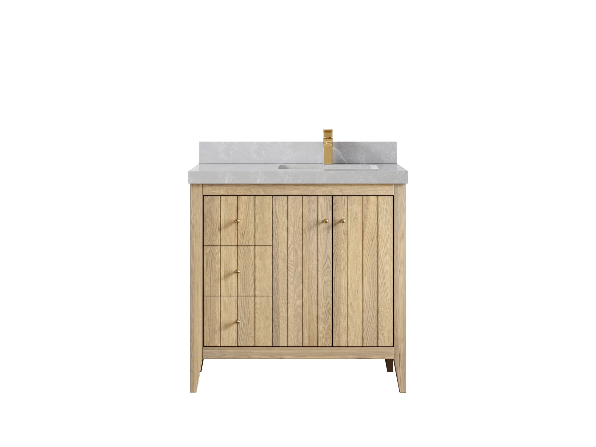 Atlanta White Oak 36 in. W x 22 in. D Right Offset Sink Bathroom Vanity - Willow Bath and Vanity