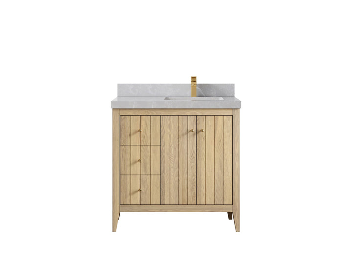 Atlanta White Oak 36 in. W x 22 in. D Right Offset Sink Bathroom Vanity - photo 33