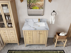 Atlanta White Oak 36 in. W x 22 in. D Right Offset Sink Bathroom Vanity - photo 19