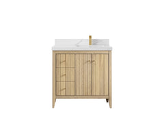 Atlanta White Oak 36 in. W x 22 in. D Right Offset Sink Bathroom Vanity - photo 16