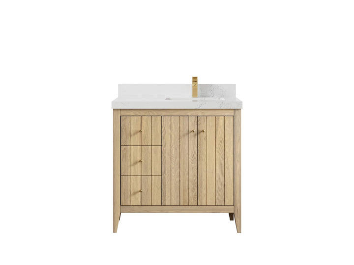 Atlanta White Oak 36 in. W x 22 in. D Right Offset Sink Bathroom Vanity - photo 31