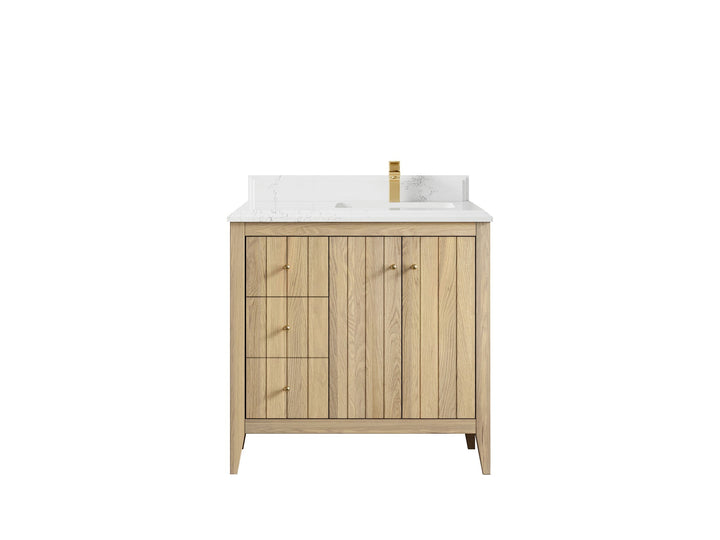 Atlanta White Oak 36 in. W x 22 in. D Right Offset Sink Bathroom Vanity - photo 27