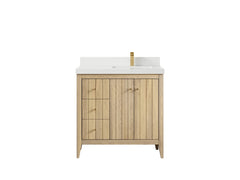 Atlanta White Oak 36 in. W x 22 in. D Right Offset Sink Bathroom Vanity - photo 44