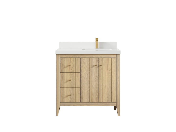 Atlanta White Oak 36 in. W x 22 in. D Right Offset Sink Bathroom Vanity - photo 45