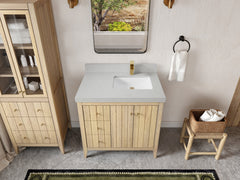 Atlanta White Oak 36 in. W x 22 in. D Right Offset Sink Bathroom Vanity - photo 11