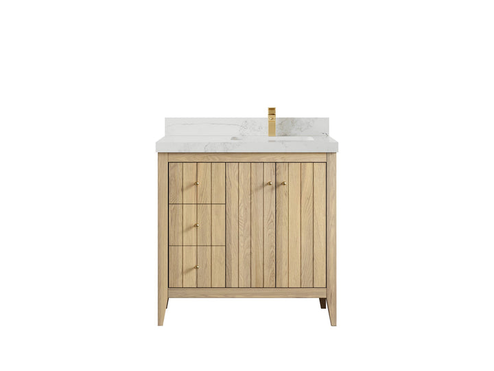 Atlanta White Oak 36 in. W x 22 in. D Right Offset Sink Bathroom Vanity - photo 19