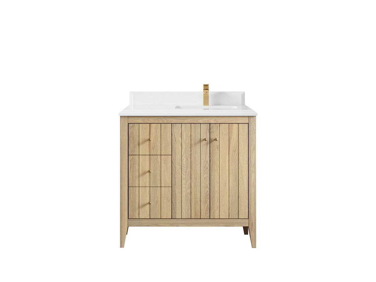 Atlanta White Oak 36 in. W x 22 in. D Right Offset Sink Bathroom Vanity - Willow Bath and Vanity
