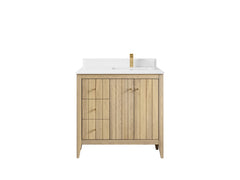 Atlanta White Oak 36 in. W x 22 in. D Right Offset Sink Bathroom Vanity - photo 28