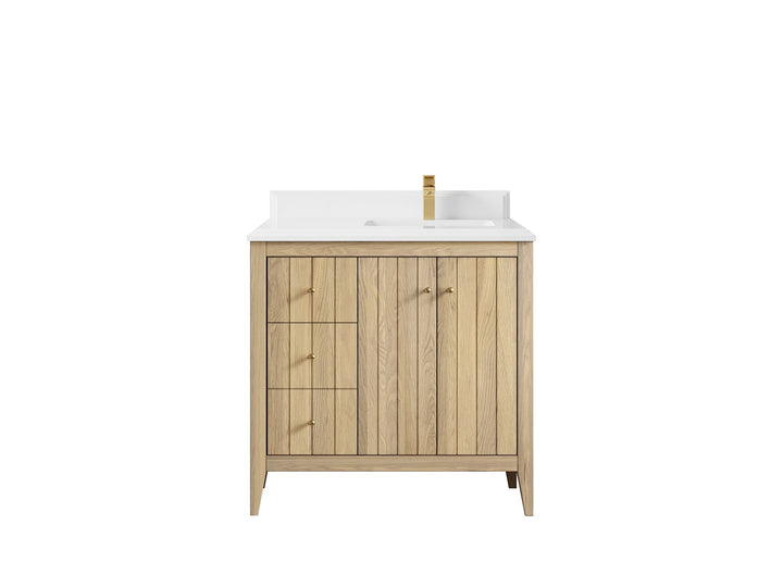Atlanta White Oak 36 in. W x 22 in. D Right Offset Sink Bathroom Vanity - photo 29