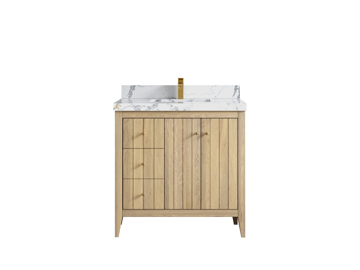 Atlanta White Oak 36" W x 22" D Center Sink Vanity for Elegant Bathrooms - Willow Bath and Vanity