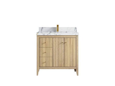 Atlanta White Oak 36" W x 22" D Center Sink Vanity for Elegant Bathrooms - Willow Bath and Vanity