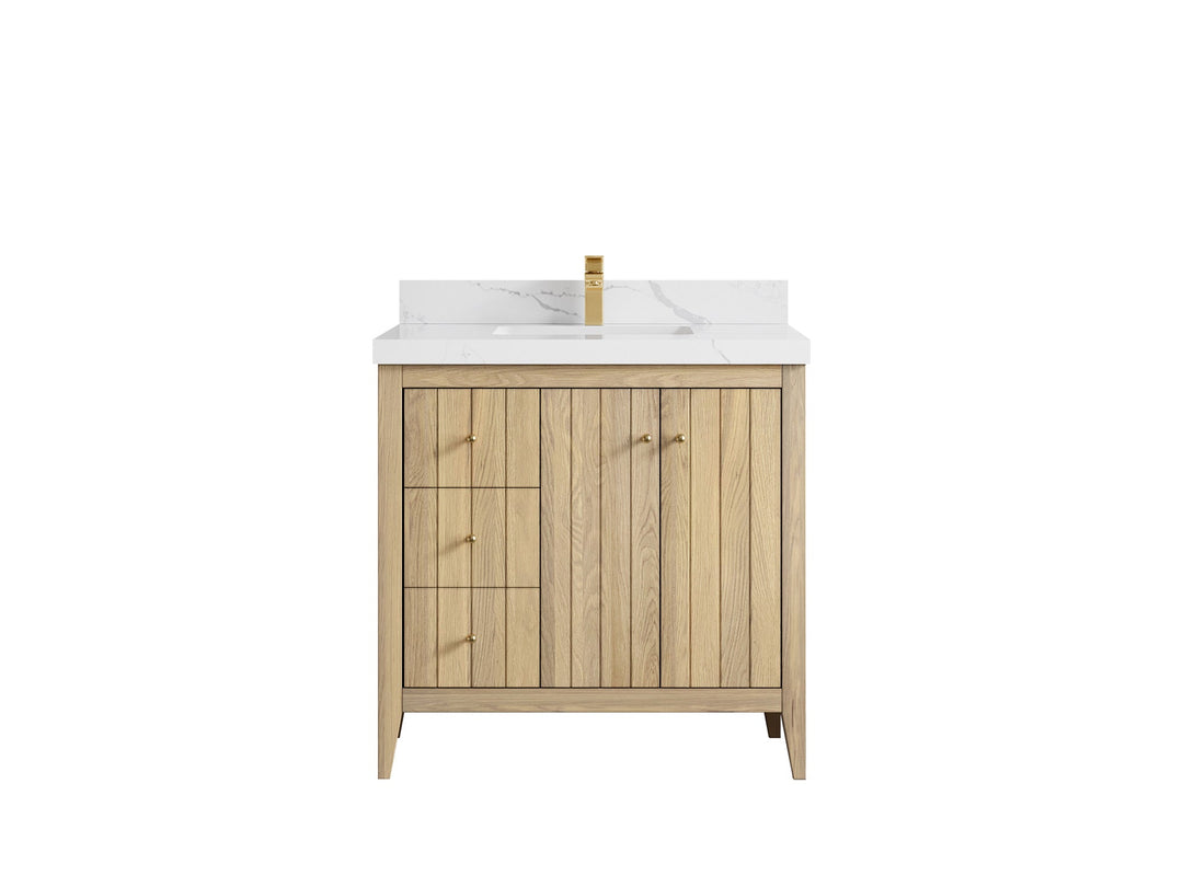 Atlanta White Oak 36" W x 22" D Center Sink Vanity for Elegant Bathrooms - Willow Bath and Vanity