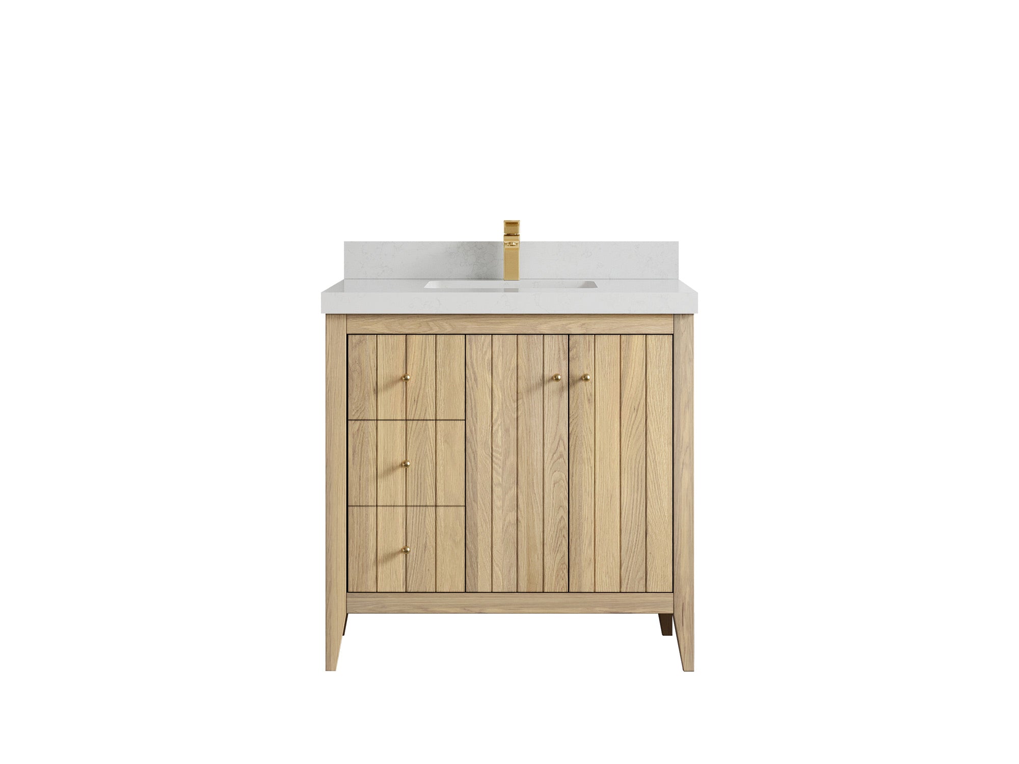 Atlanta White Oak 36" W x 22" D Center Sink Vanity for Elegant Bathrooms - Willow Bath and Vanity