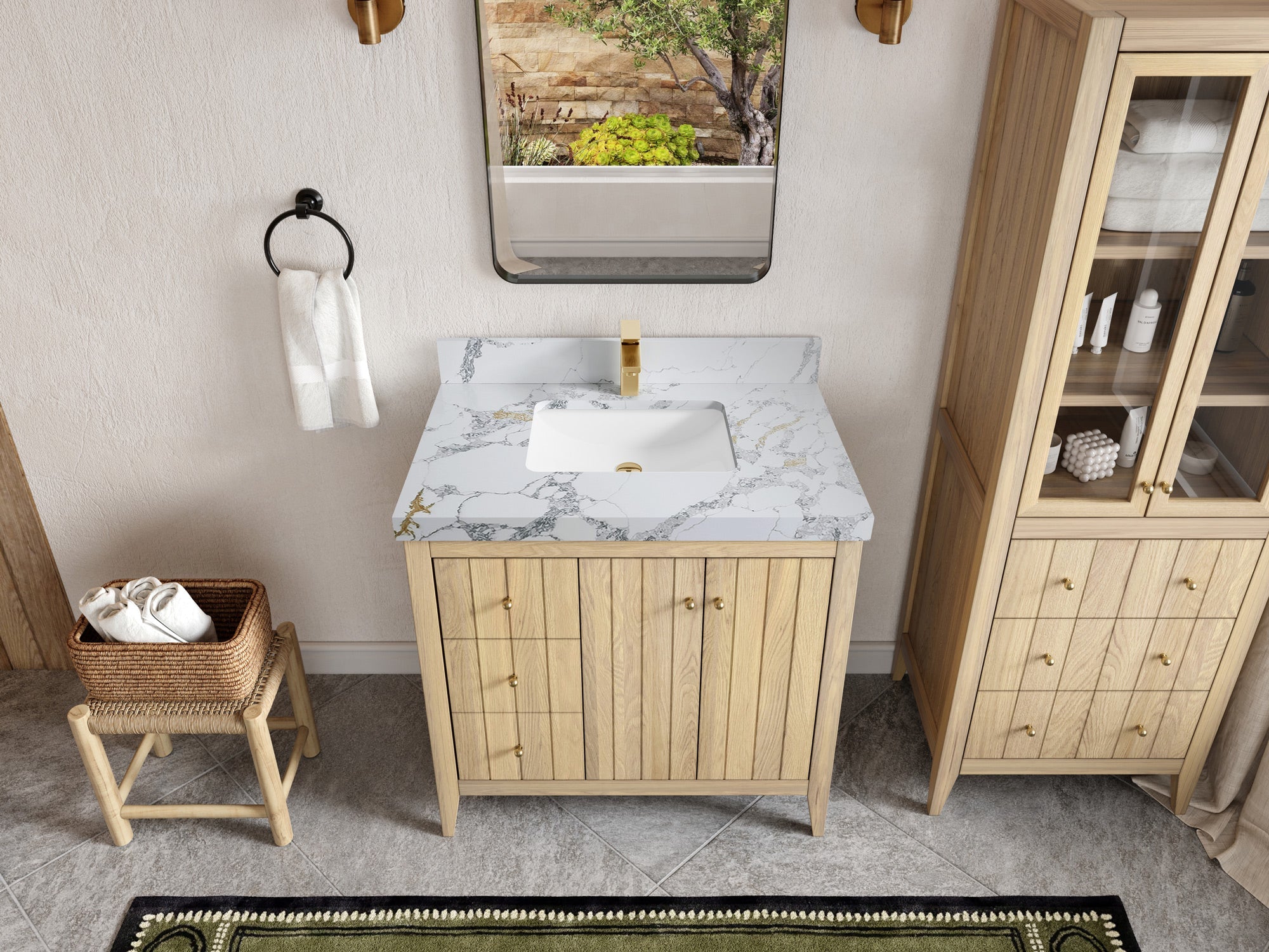 Atlanta White Oak 36" W x 22" D Center Sink Vanity for Elegant Bathrooms - Willow Bath and Vanity