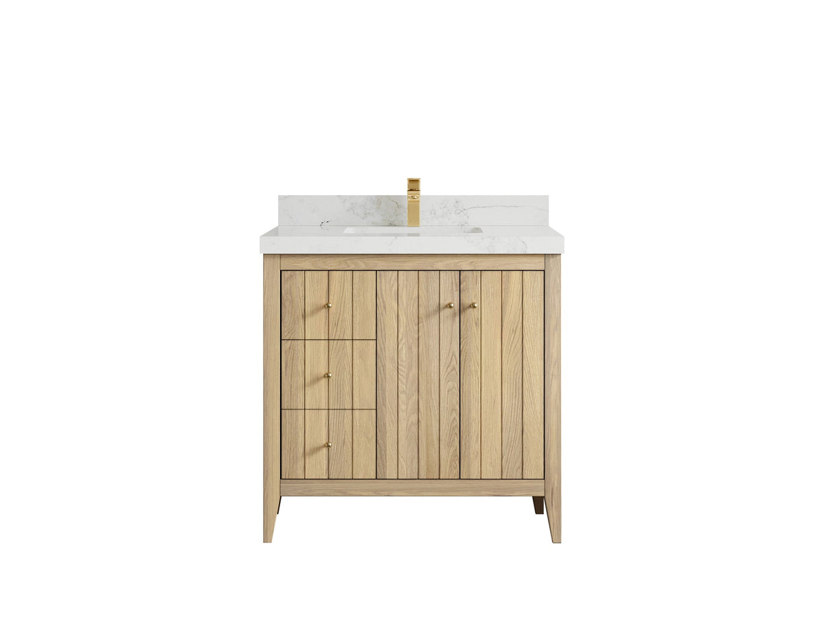 Atlanta White Oak 36" W x 22" D Center Sink Vanity for Elegant Bathrooms - Willow Bath and Vanity