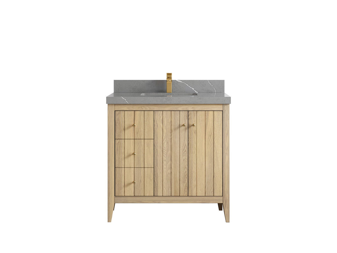 Atlanta White Oak 36" W x 22" D Center Sink Vanity for Elegant Bathrooms - Willow Bath and Vanity