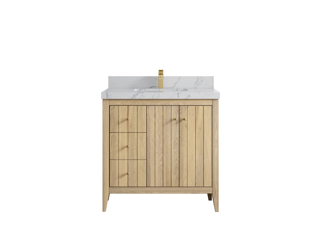 Atlanta White Oak 36" W x 22" D Center Sink Vanity for Elegant Bathrooms - Willow Bath and Vanity