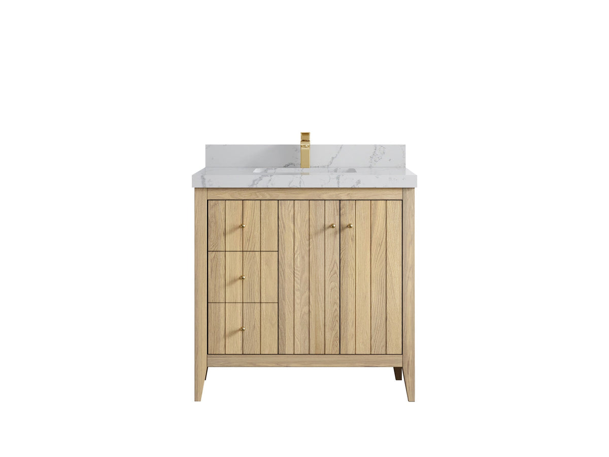 Atlanta White Oak 36" W x 22" D Center Sink Vanity for Elegant Bathrooms - Willow Bath and Vanity