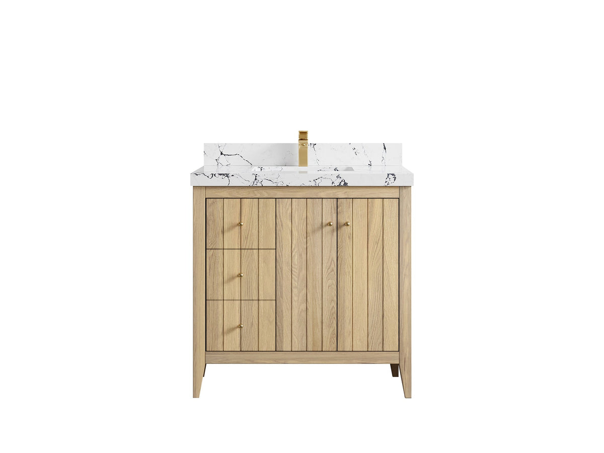 Atlanta White Oak 36" W x 22" D Center Sink Vanity for Elegant Bathrooms - Willow Bath and Vanity