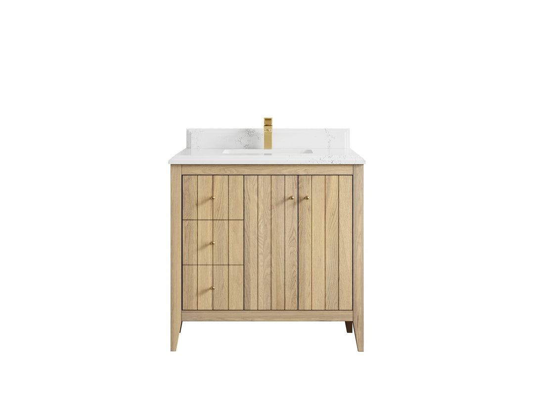Atlanta White Oak 36" W x 22" D Center Sink Vanity for Elegant Bathrooms - Willow Bath and Vanity