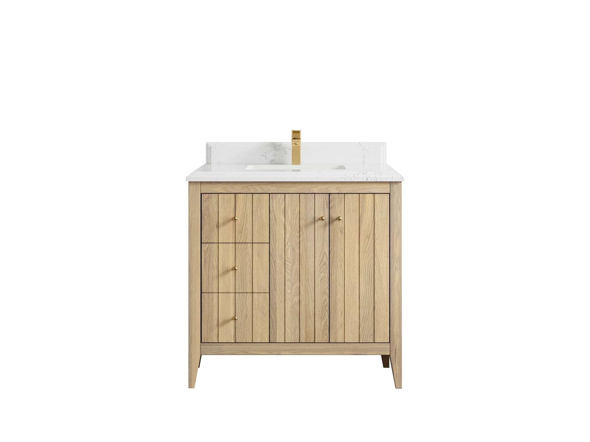 Atlanta White Oak 36" W x 22" D Center Sink Vanity for Elegant Bathrooms - Willow Bath and Vanity