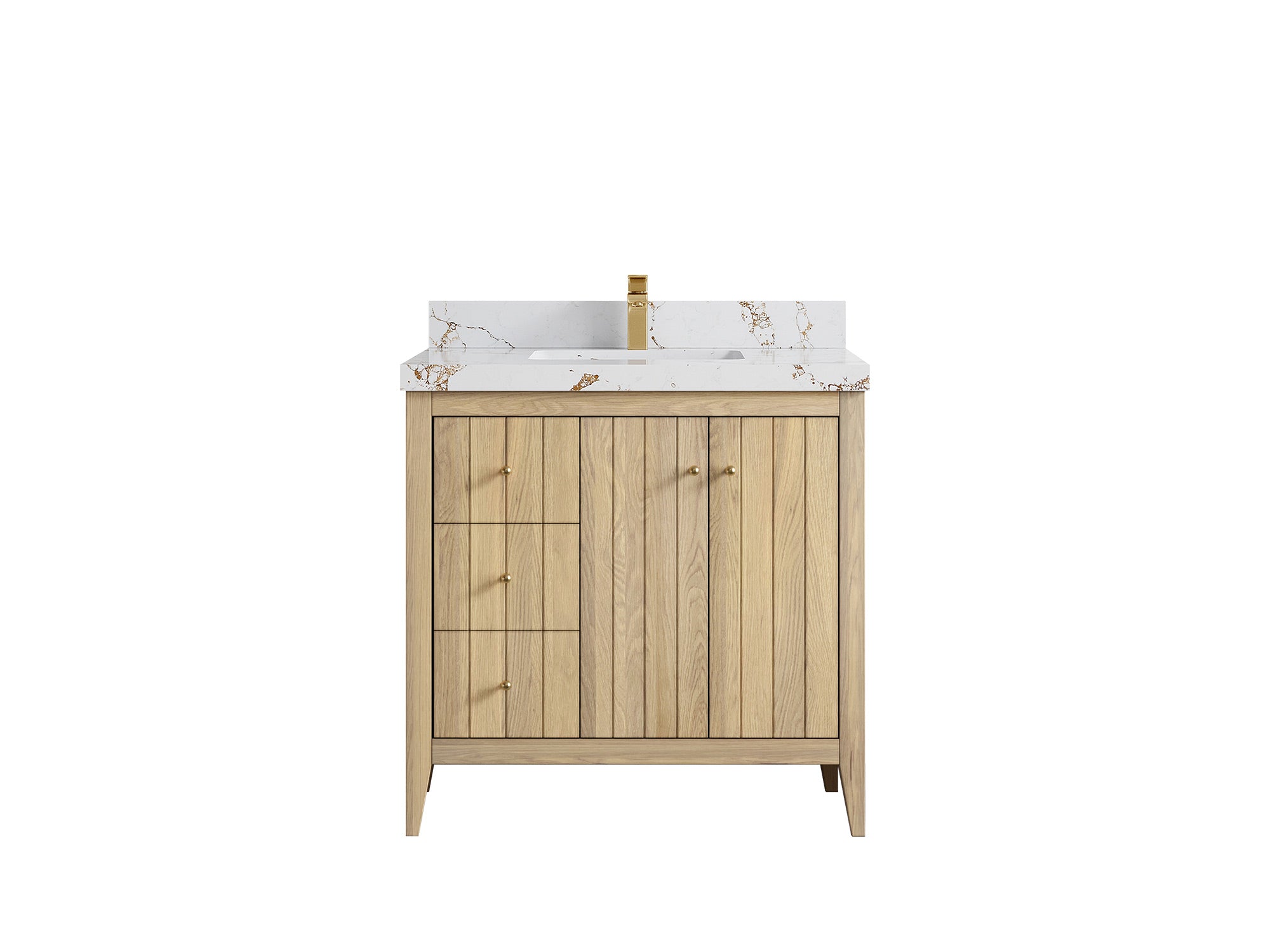 Atlanta White Oak 36" W x 22" D Center Sink Vanity for Elegant Bathrooms - Willow Bath and Vanity