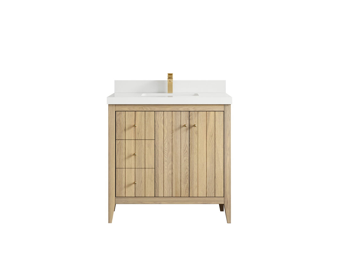 Atlanta White Oak 36" W x 22" D Center Sink Vanity for Elegant Bathrooms - Willow Bath and Vanity