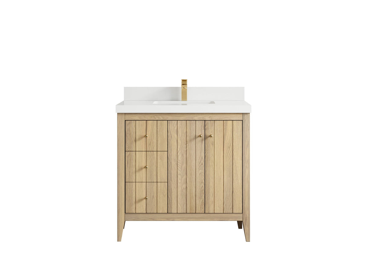 Atlanta White Oak 36" W x 22" D Center Sink Vanity for Elegant Bathrooms - Willow Bath and Vanity