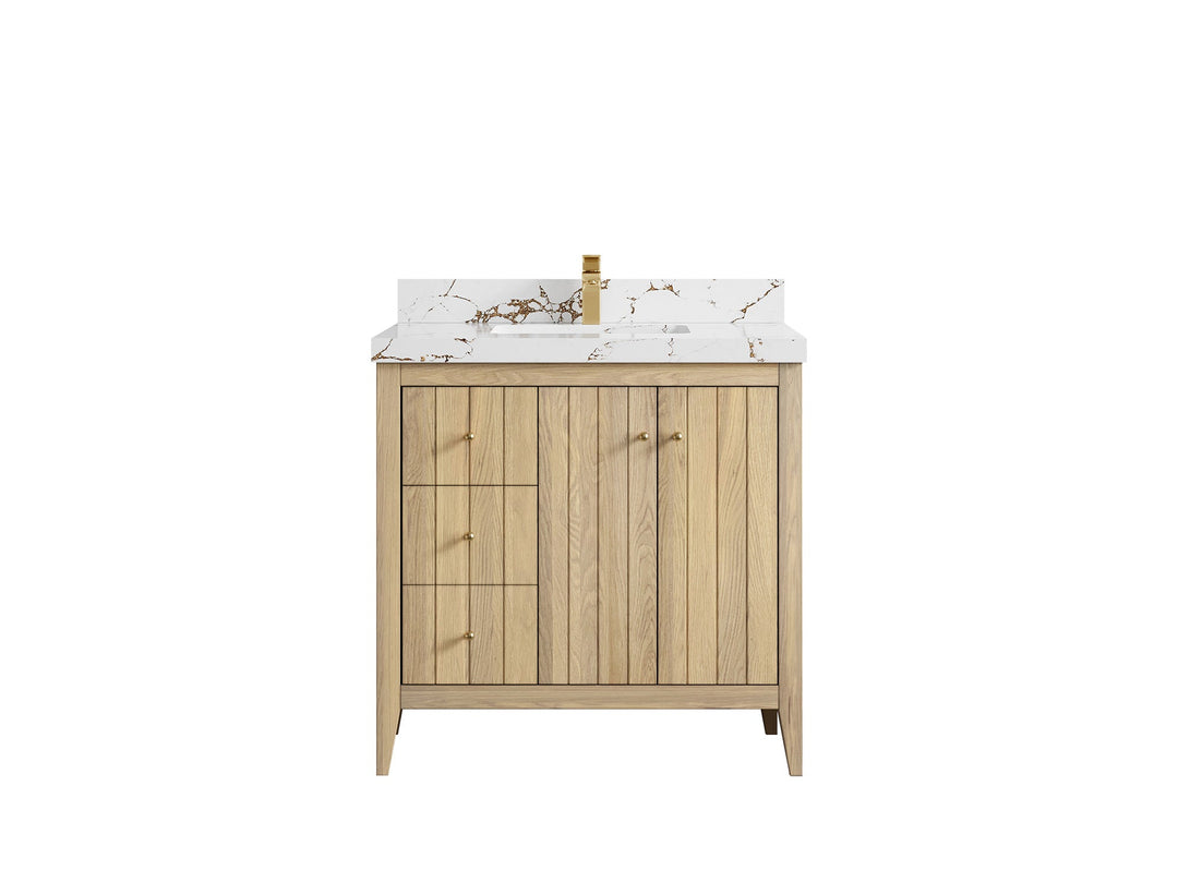 Atlanta White Oak 36" W x 22" D Center Sink Vanity for Elegant Bathrooms - Willow Bath and Vanity