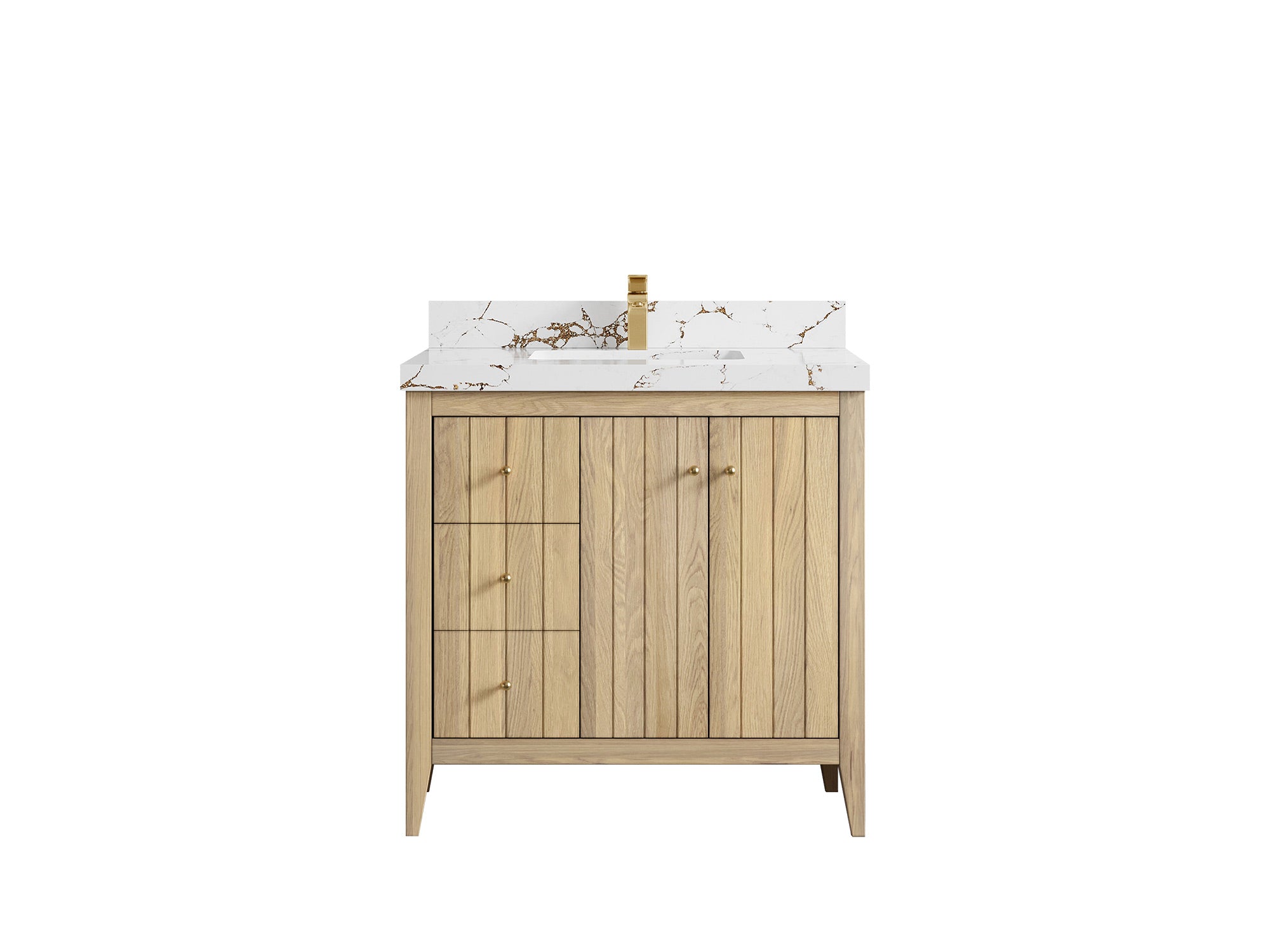 Atlanta White Oak 36" W x 22" D Center Sink Vanity for Elegant Bathrooms - Willow Bath and Vanity