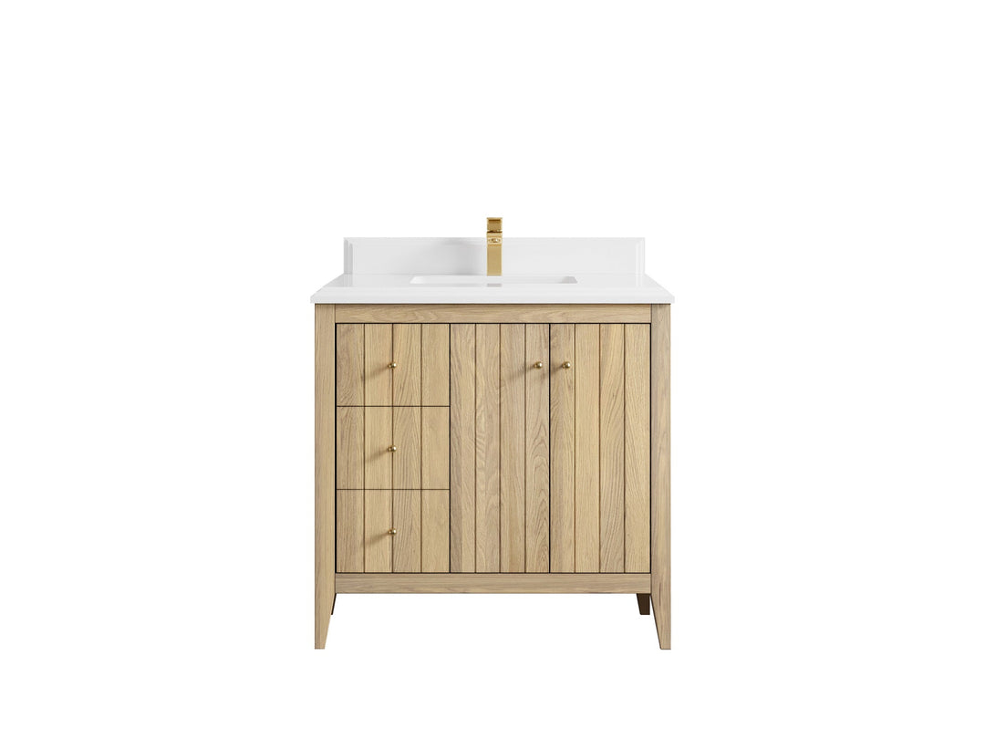 Atlanta White Oak 36" W x 22" D Center Sink Vanity for Elegant Bathrooms - Willow Bath and Vanity