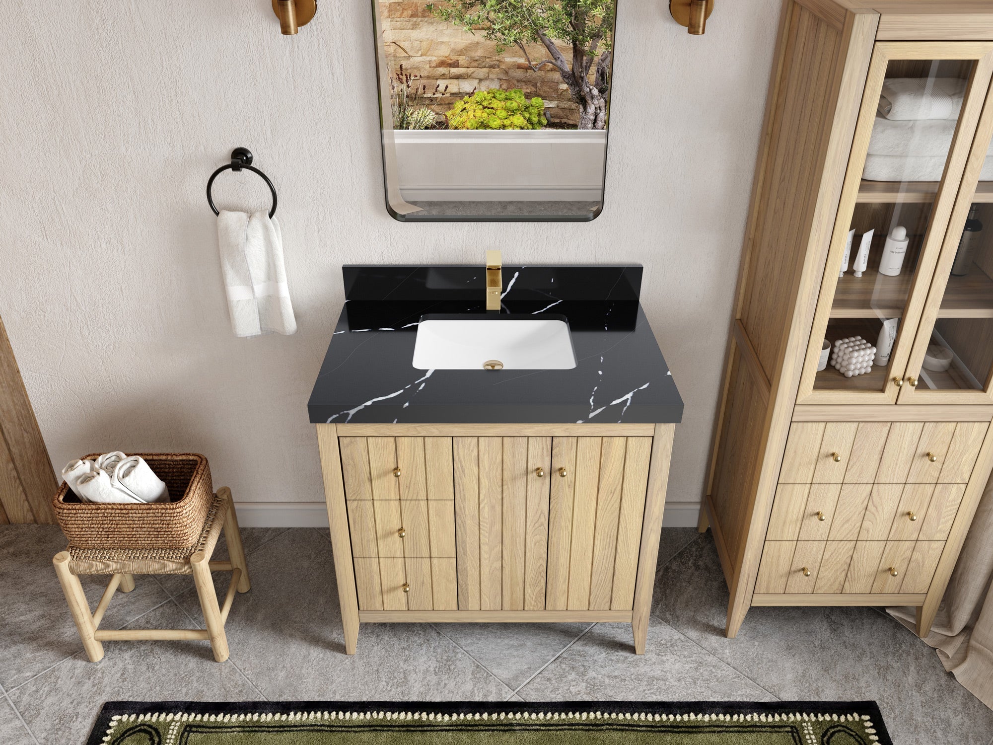 Atlanta White Oak 36" W x 22" D Center Sink Vanity for Elegant Bathrooms - Willow Bath and Vanity