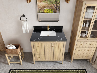 Atlanta White Oak 36" W x 22" D Center Sink Vanity for Elegant Bathrooms - Willow Bath and Vanity