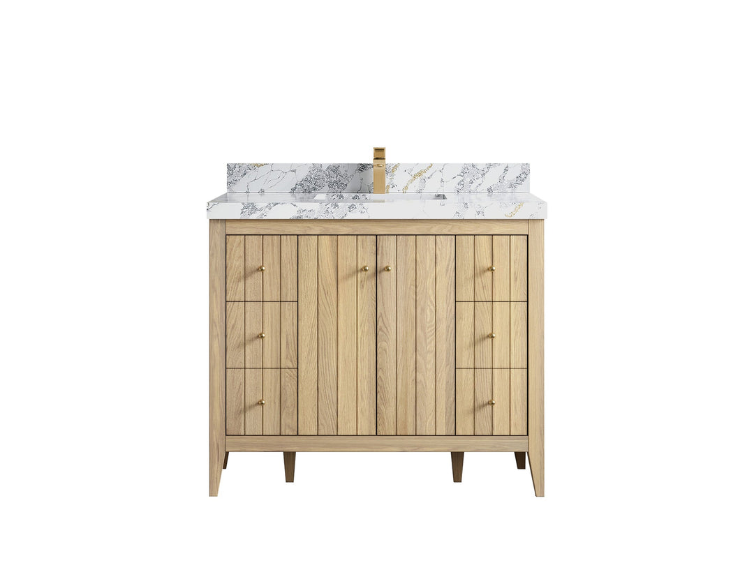 Atlanta White Oak 42 in. W x 22 in. D Single Sink Bathroom Vanity - Willow Bath and Vanity