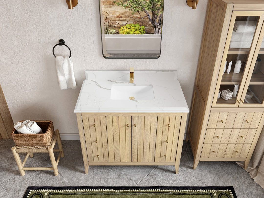 Atlanta White Oak 42 in. W x 22 in. D Single Sink Bathroom Vanity - Willow Bath and Vanity