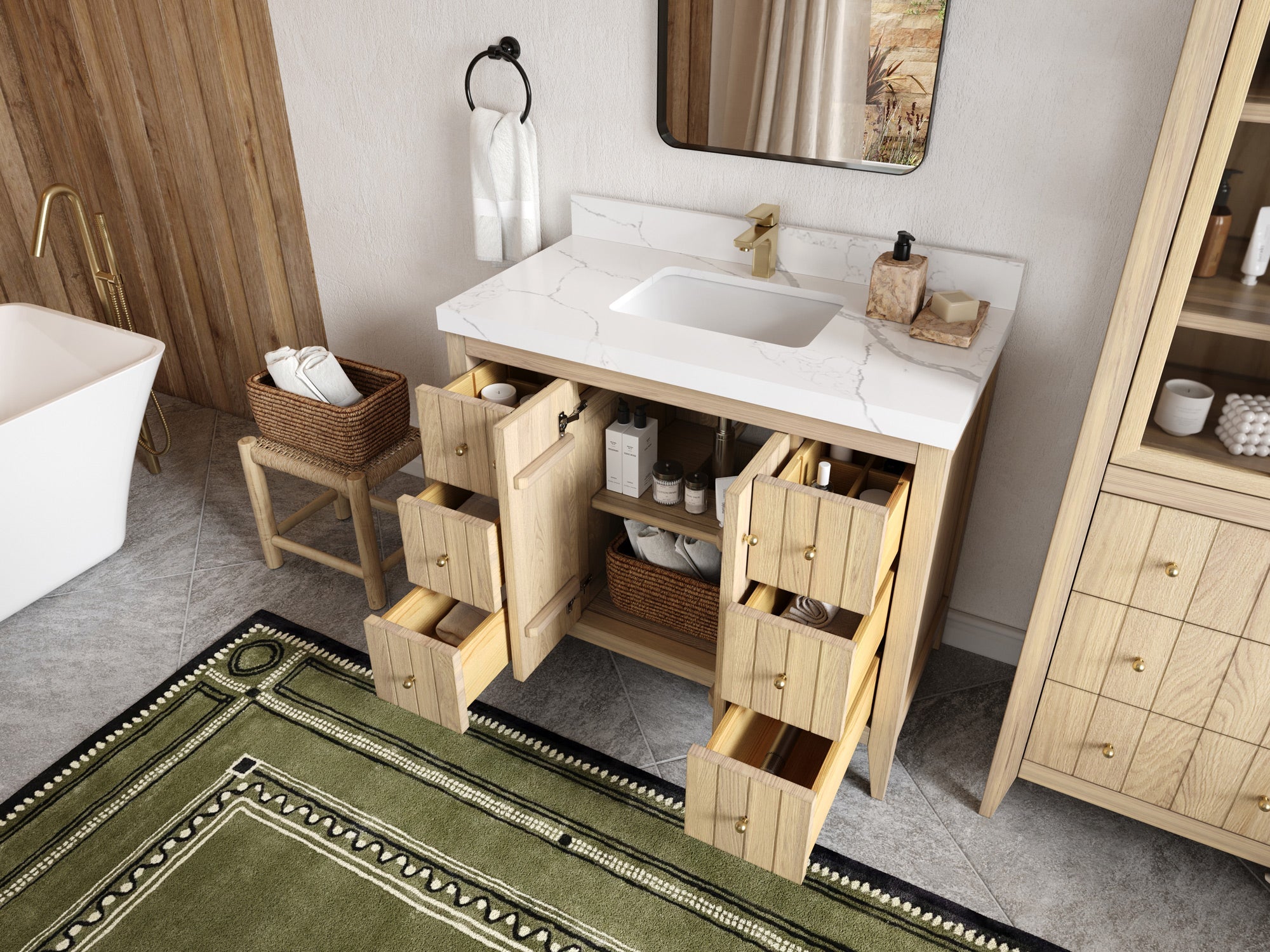 Atlanta White Oak 42 in. W x 22 in. D Single Sink Bathroom Vanity - Willow Bath and Vanity