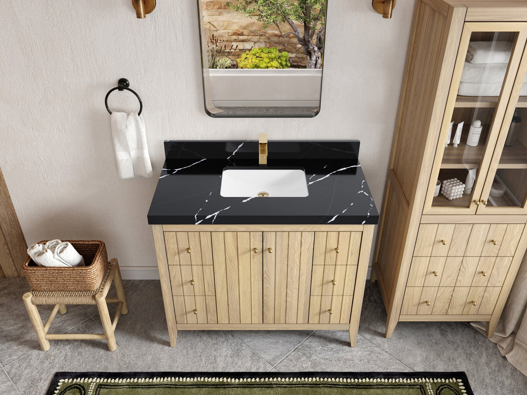 Atlanta White Oak 42 in. W x 22 in. D Single Sink Bathroom Vanity - Willow Bath and Vanity