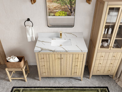Atlanta White Oak 42 in. W x 22 in. D Single Sink Bathroom Vanity - Willow Bath and Vanity