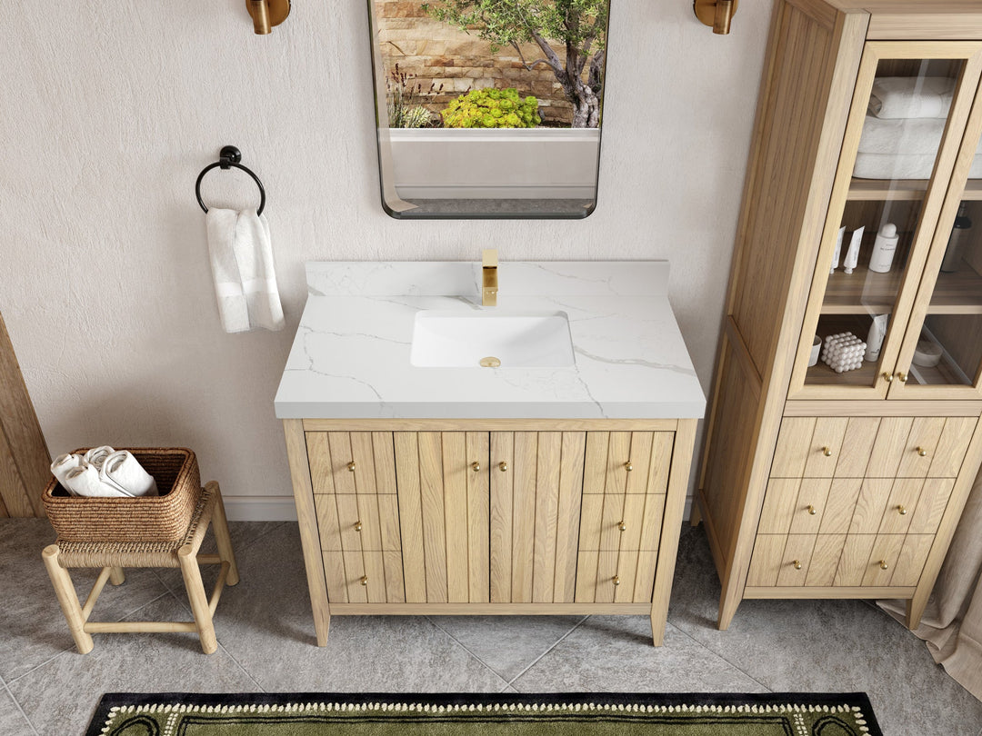 Atlanta White Oak 42 in. W x 22 in. D Single Sink Bathroom Vanity - Willow Bath and Vanity
