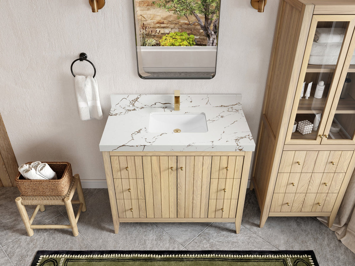 Atlanta White Oak 42 in. W x 22 in. D Single Sink Bathroom Vanity - Willow Bath and Vanity